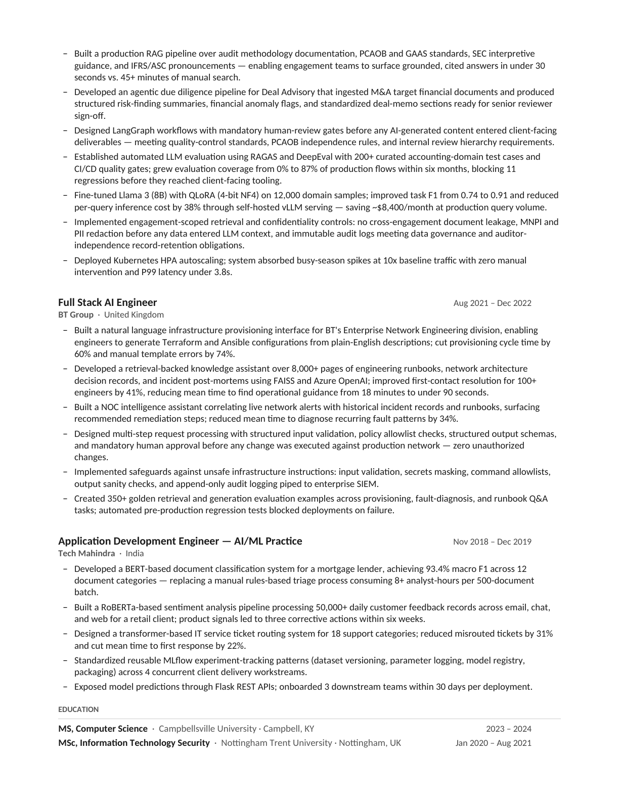 Résumé page 2 of 2